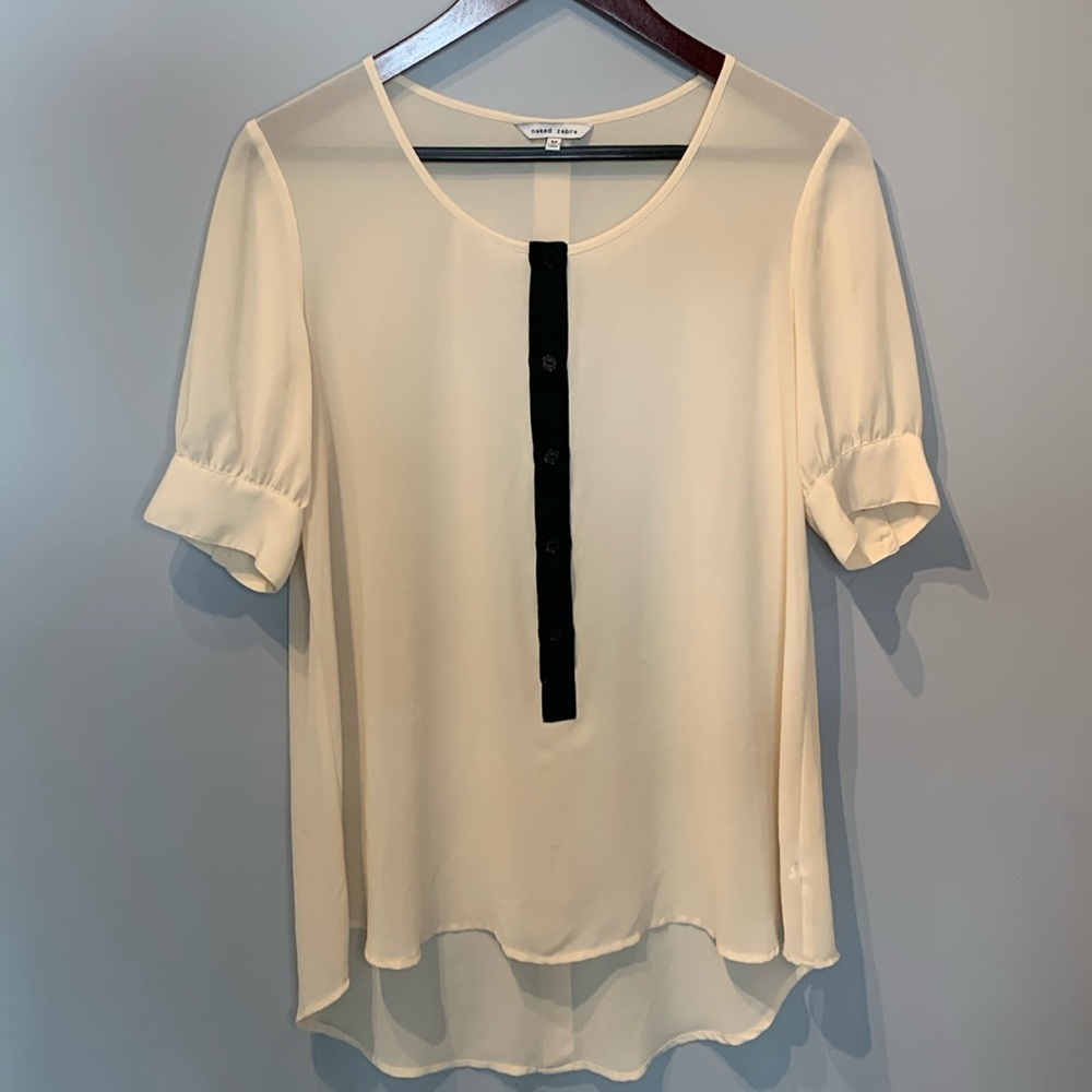Naked Zebra Cream Sheer Top